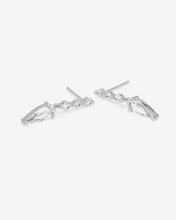 Load image into Gallery viewer, She&#39;s Arrived Drop Earrings - Silver|White Diamondettes
