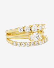 Load image into Gallery viewer, She&#39;s So Stacked Ring - Gold|White Diamondettes
