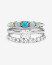 Load image into Gallery viewer, She&#39;s So Stacked Ring - Silver|Blue Opal Ombré
