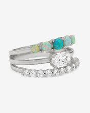 Load image into Gallery viewer, She&#39;s So Stacked Ring - Silver|Blue Opal Ombré
