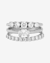 Load image into Gallery viewer, She&#39;s So Stacked Ring - Silver|White Diamondettes
