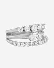 Load image into Gallery viewer, She&#39;s So Stacked Ring - Silver|White Diamondettes
