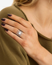 Load image into Gallery viewer, She&#39;s a Boss Stacked Ring - Silver|White Diamondettes
