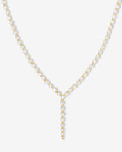 Load image into Gallery viewer, She&#39;s an Icon Lariat Tennis Necklace - Gold|White Diamondettes
