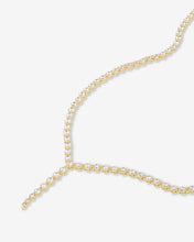 Load image into Gallery viewer, She&#39;s an Icon Lariat Tennis Necklace - Gold|White Diamondettes
