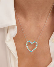 Load image into Gallery viewer, She&#39;s an Icon Ombré Heart Necklace - Silver|Blue Opal Ombré
