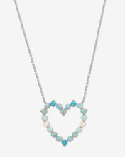 Load image into Gallery viewer, She&#39;s an Icon Ombré Heart Necklace - Silver|Blue Opal Ombré
