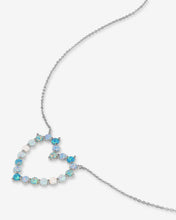 Load image into Gallery viewer, She&#39;s an Icon Ombré Heart Necklace - Silver|Blue Opal Ombré
