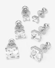 Load image into Gallery viewer, The Queen&#39;s Stud Set - Silver|White Diamondettes
