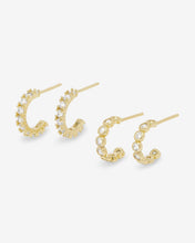 Load image into Gallery viewer, &quot;They&#39;re So Cute&quot; Huggie Set - Gold|White Diamondettes
