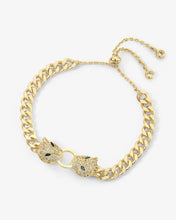 Load image into Gallery viewer, Double Jaguar Cuban Bracelet - Gold|White Diamondettes
