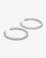 Load image into Gallery viewer, Heiress Hoops 2&quot; - Silver|White Diamondettes
