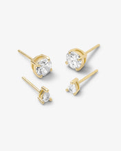 Load image into Gallery viewer, I Got a Raise Stud Set - Gold|White Diamondettes
