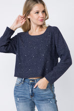 Load image into Gallery viewer, Blue Crop Sweater W/Stones
