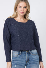 Load image into Gallery viewer, Blue Crop Sweater W/Stones
