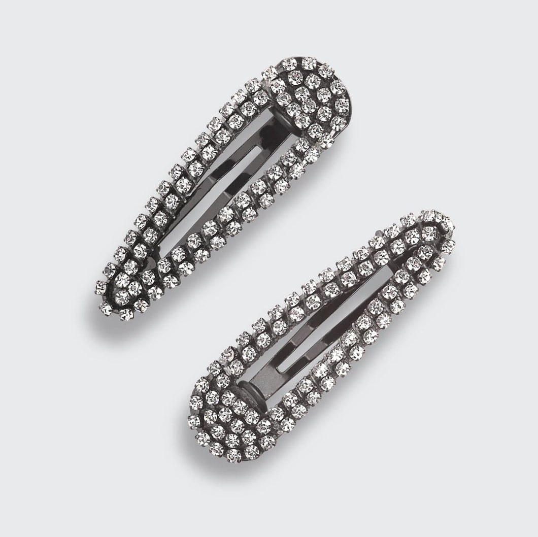 Mini Rhinestone Snap Clips - Hematite