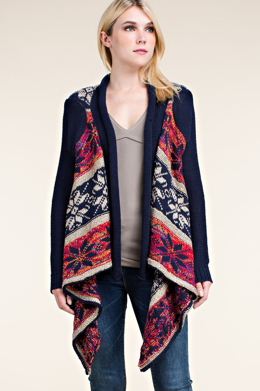 Multicolored Long Sleeve Cardigan