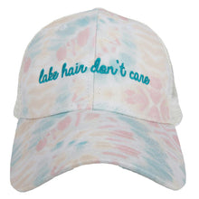 Load image into Gallery viewer, Lake Hair Don&#39;t Care TIE DYE Trucker Hat
