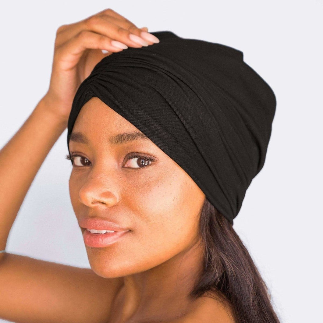 Satin Lined Jersey Bonnet - Black